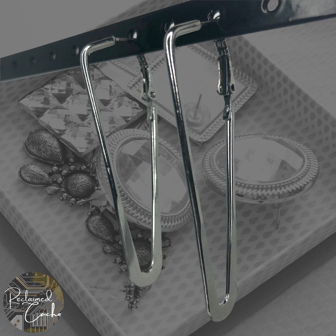 Silver V Hoop Earrings 18$